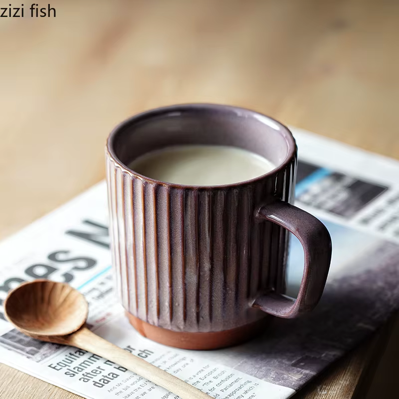 Tasse à rayures Vintage en céramique