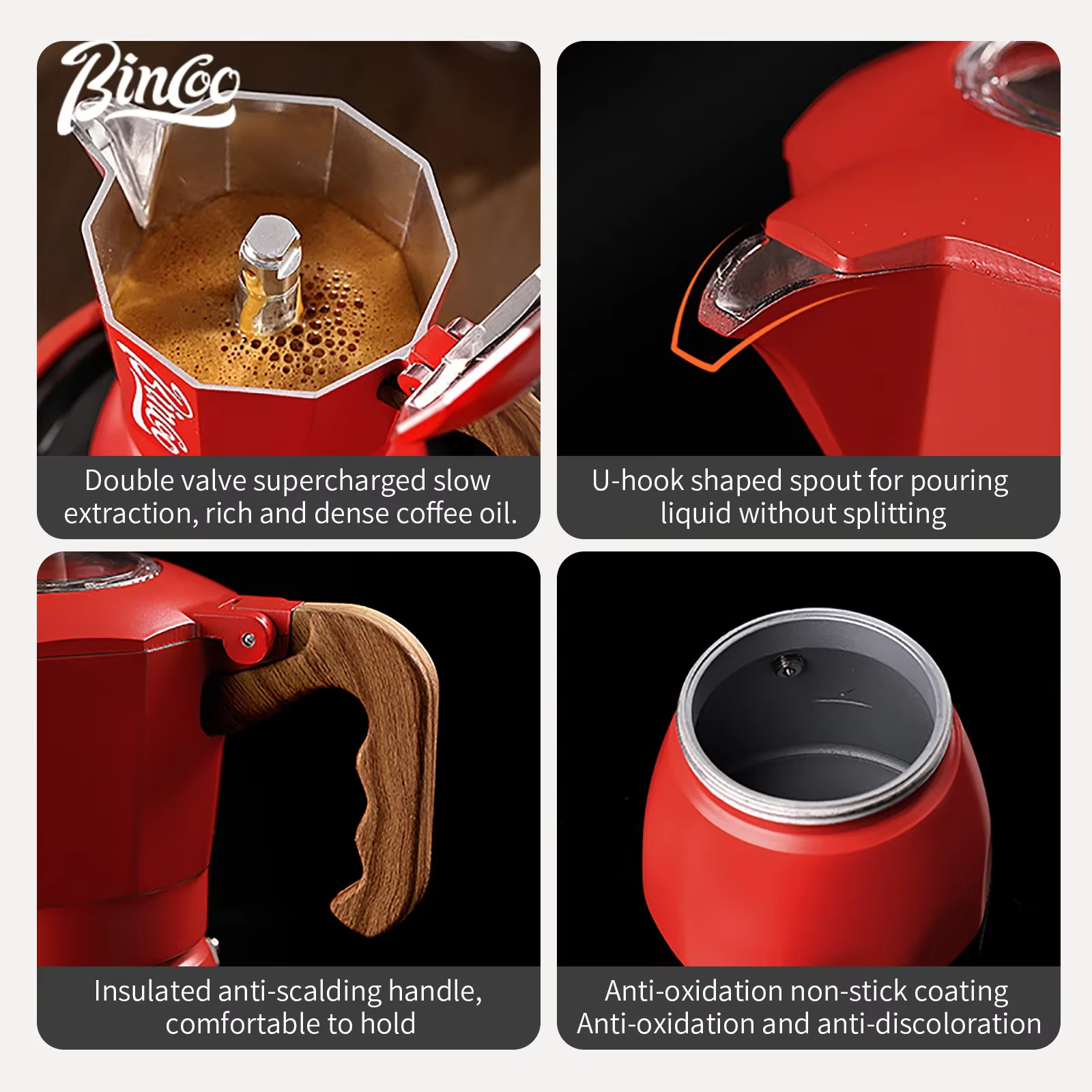 Bincoo – Pot Moka à double Valve