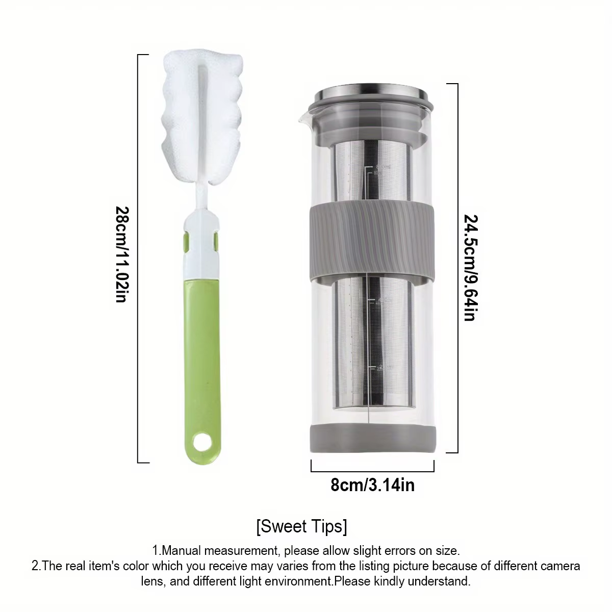 Carafe à café froid avec brosse de nettoyage