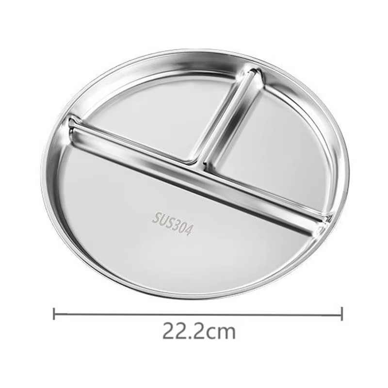 Assiette à dîner en acier inoxydable à 3 grilles