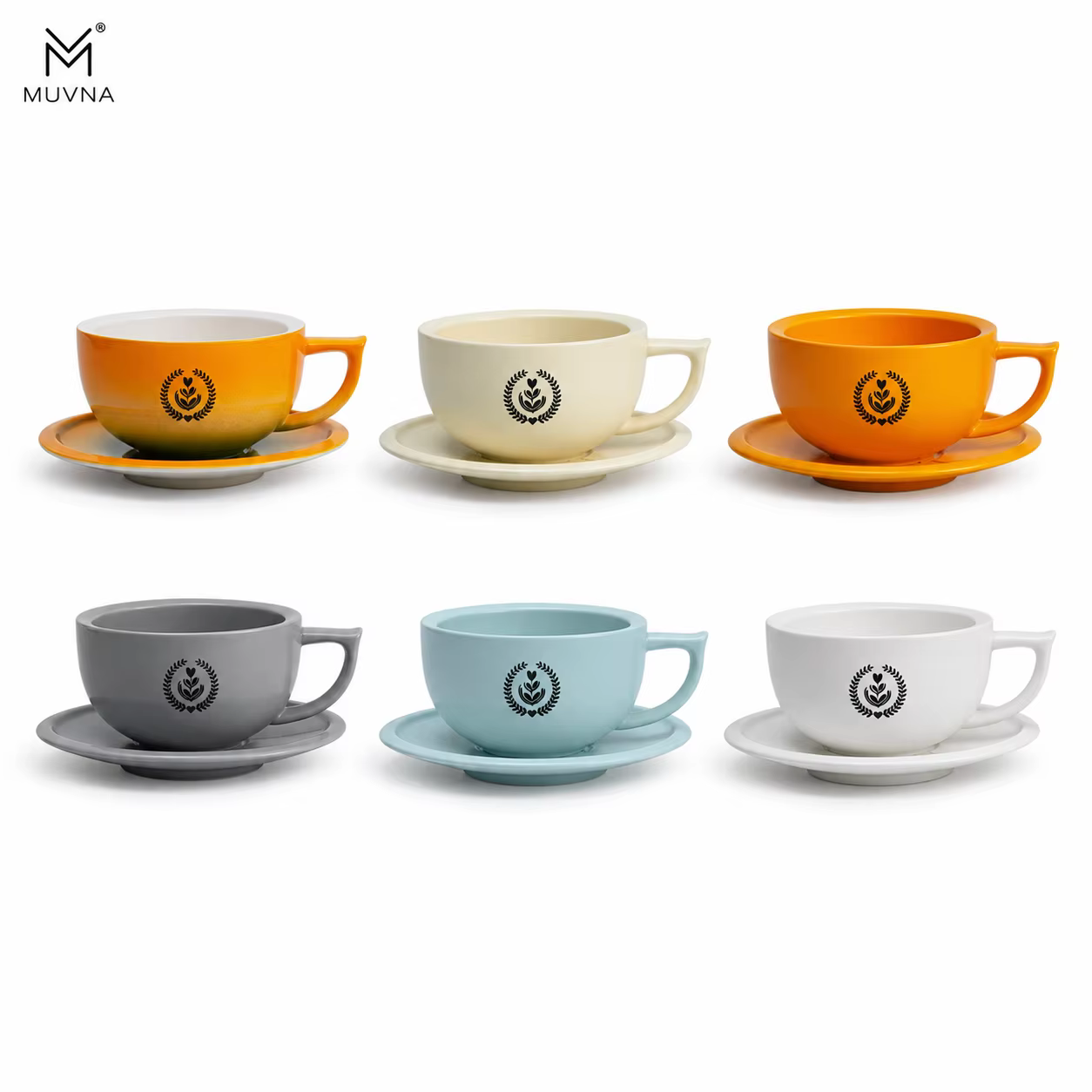 Ensemble de tasses à café en céramique MUVNA 280 ml avec soucoupe