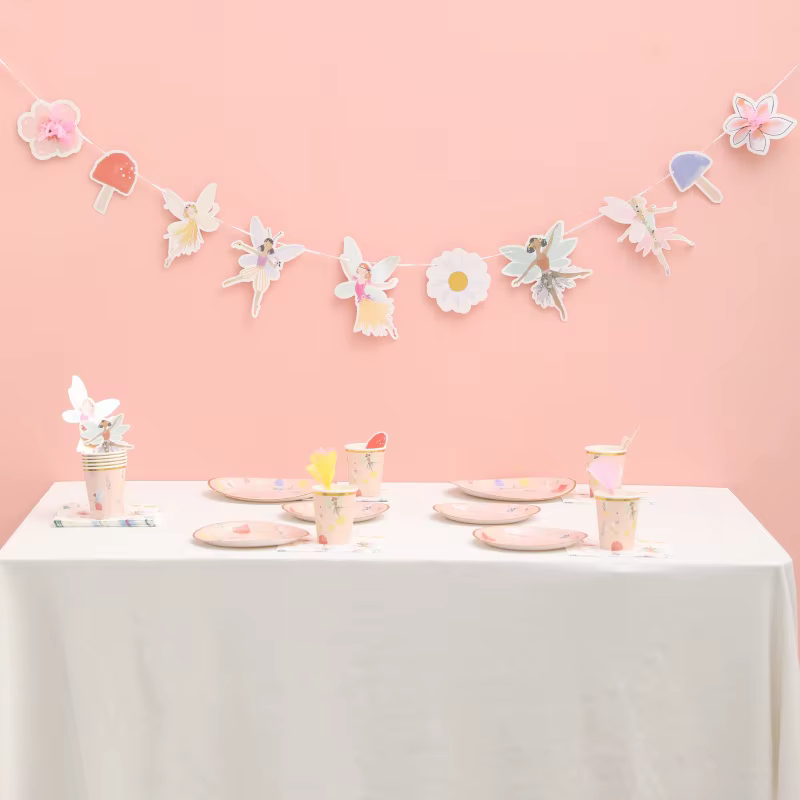 Ensemble de vaisselle Elf Flower Fairy pour fête d'anniversaire