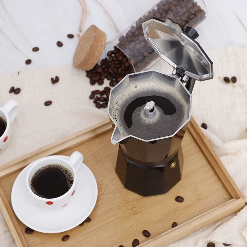 Cafetière Moka noire Vintage avec poignée