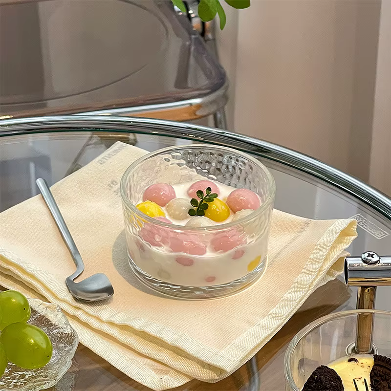 Ensemble de 4 mini-bols en verre transparent YWDL pour desserts