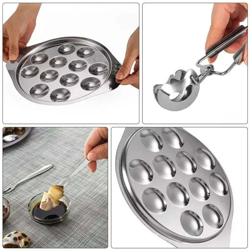 Mini assiette d'escargot de cuisine de service de verrouillage d'acier inoxydable pour la cuisson