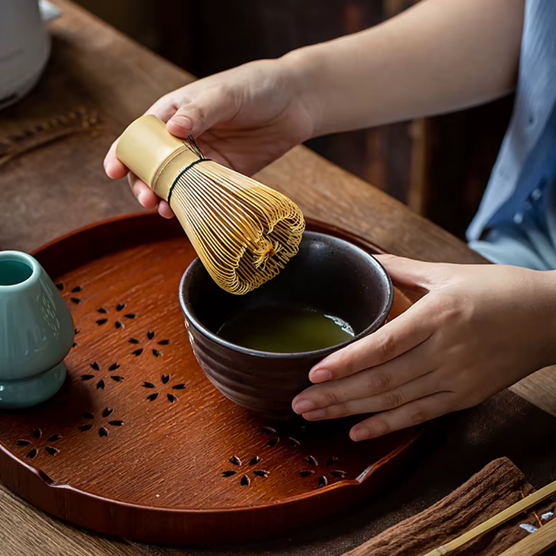 Fouet à thé Matcha japonais (Chasen) Cuillère à thé (Chashaku) Thé