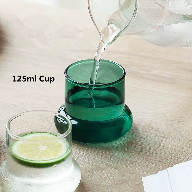 Ensemble de carafe à eau de chevet en verre transparent coloré avec gobelet