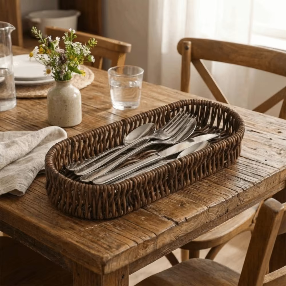 Panier de rangement ovale pour vaisselle