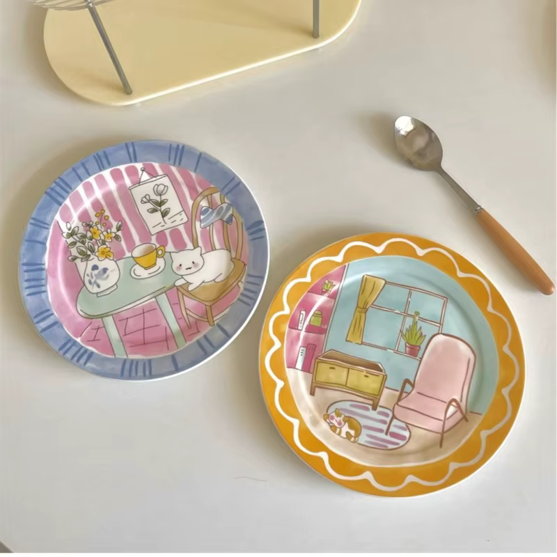 Assiette en céramique mignonne et ludique