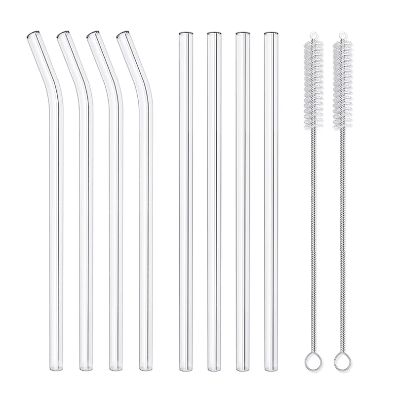 Pailles réutilisables en verre transparent