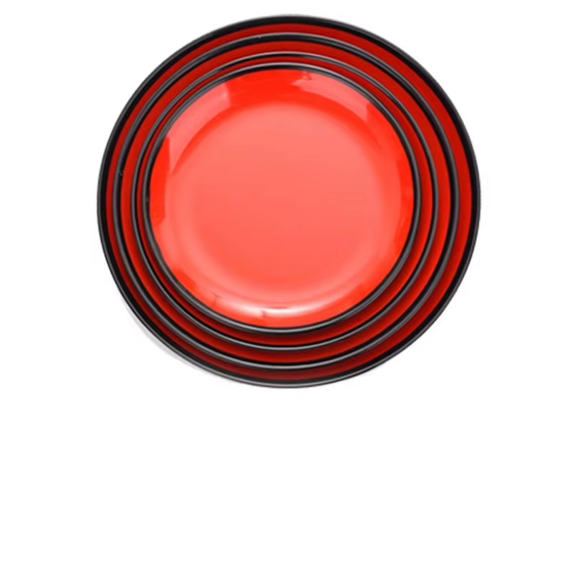 Assiette ronde en mélamine rouge