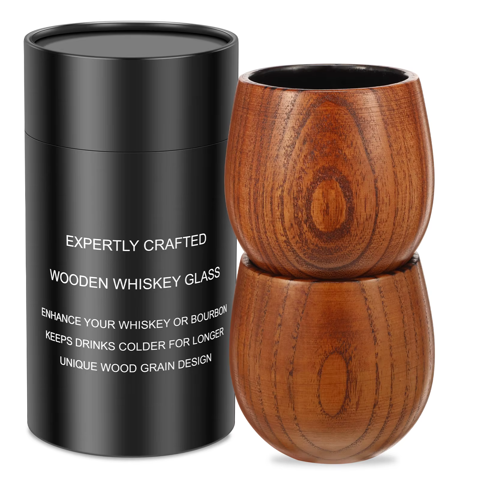 Lot de 2 verres à vin en bois de 240 ml