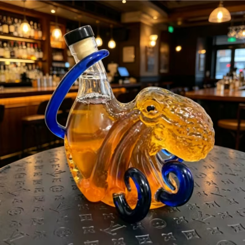 Carafe à whisky en verre en forme de pieuvre
