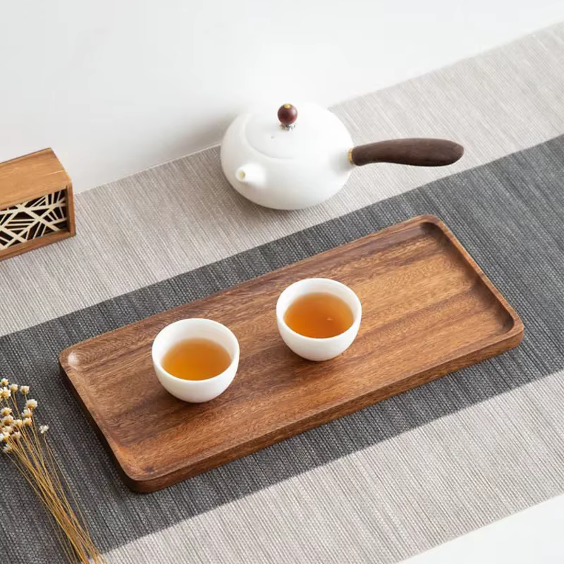 Musowood-Assiette de service en bois rectangulaire