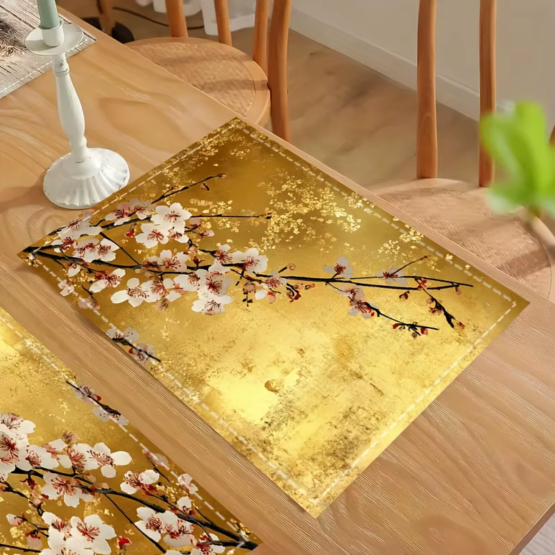 Lot de 1 élégant set de table floral doré de style chinois
