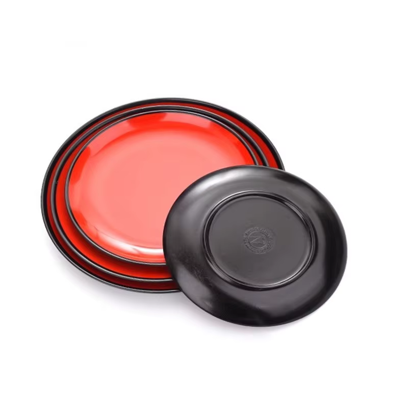 Assiette ronde en mélamine rouge