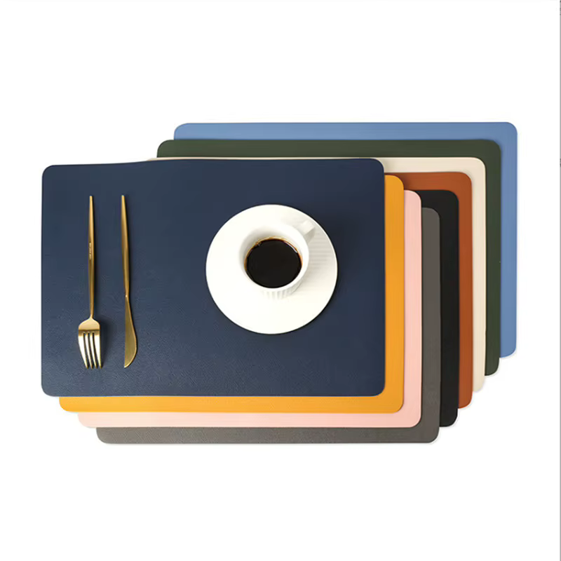 Napperon rectangulaire en cuir PU de couleur unie
