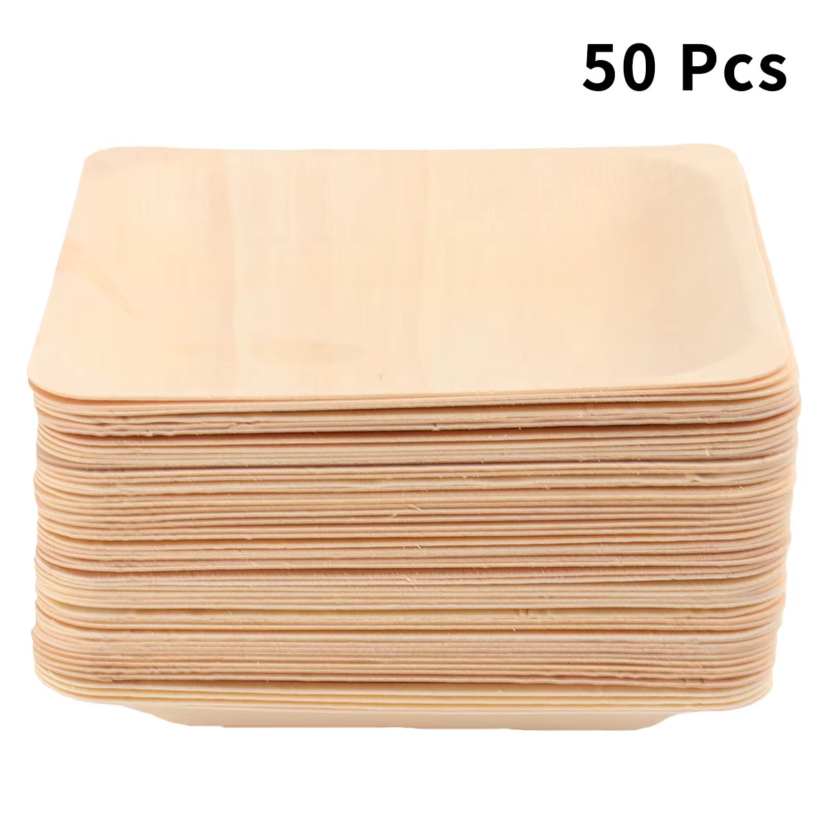 Assiettes carrées en bois naturel
