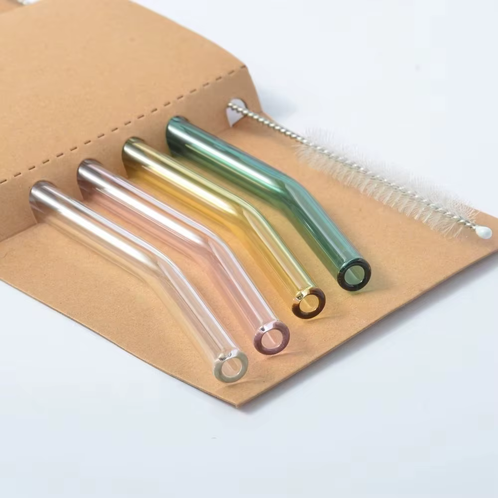 Ensemble de pailles en verre