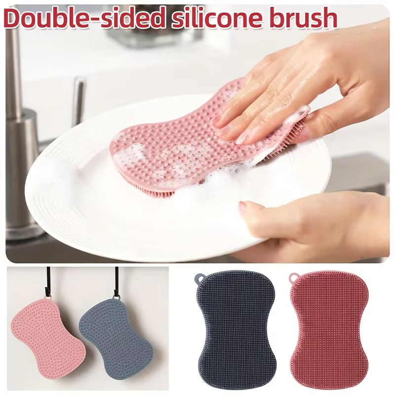 Brosse à vaisselle double face en Silicone