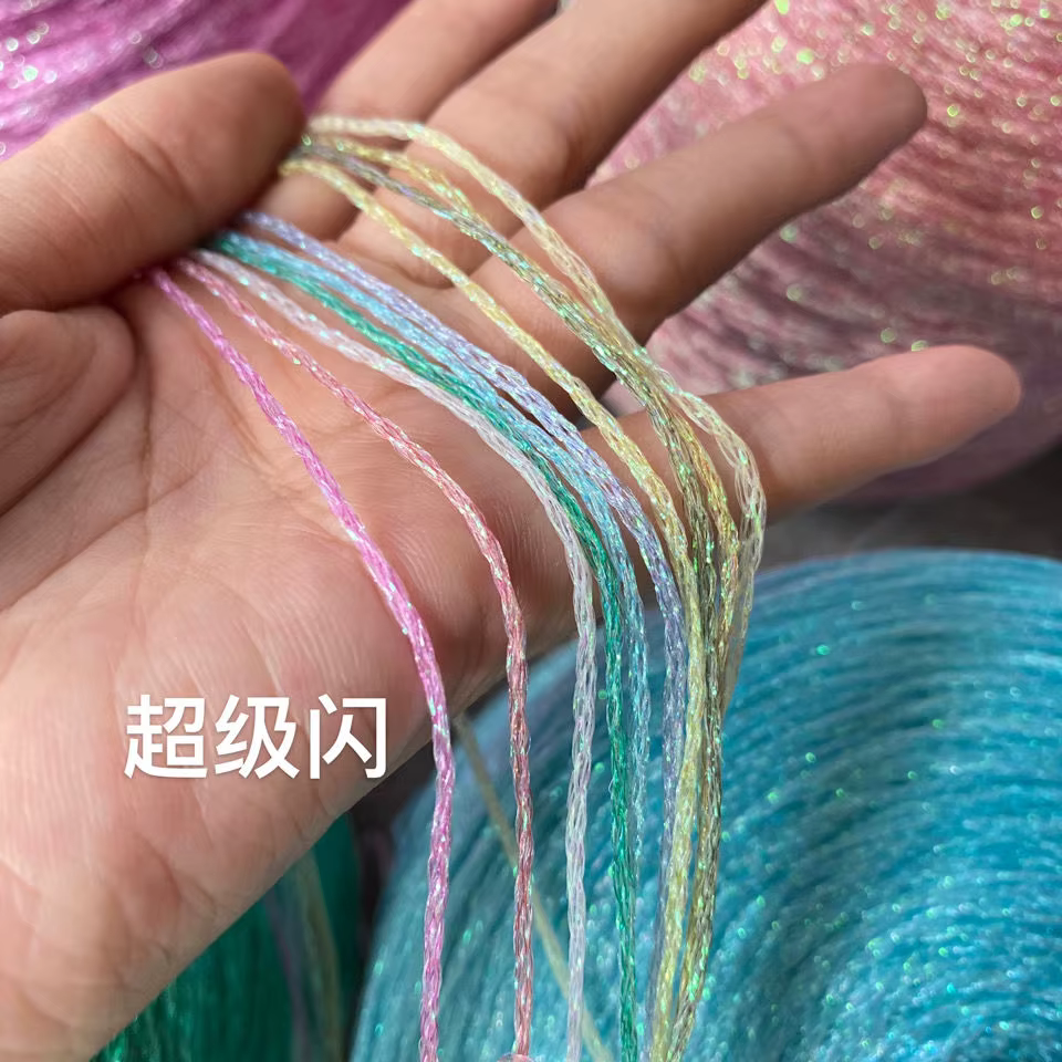50g/boule coloré Unique or argent laine coton fil métallique écheveau Crochet fil paillettes tissé à la main sac artisanal