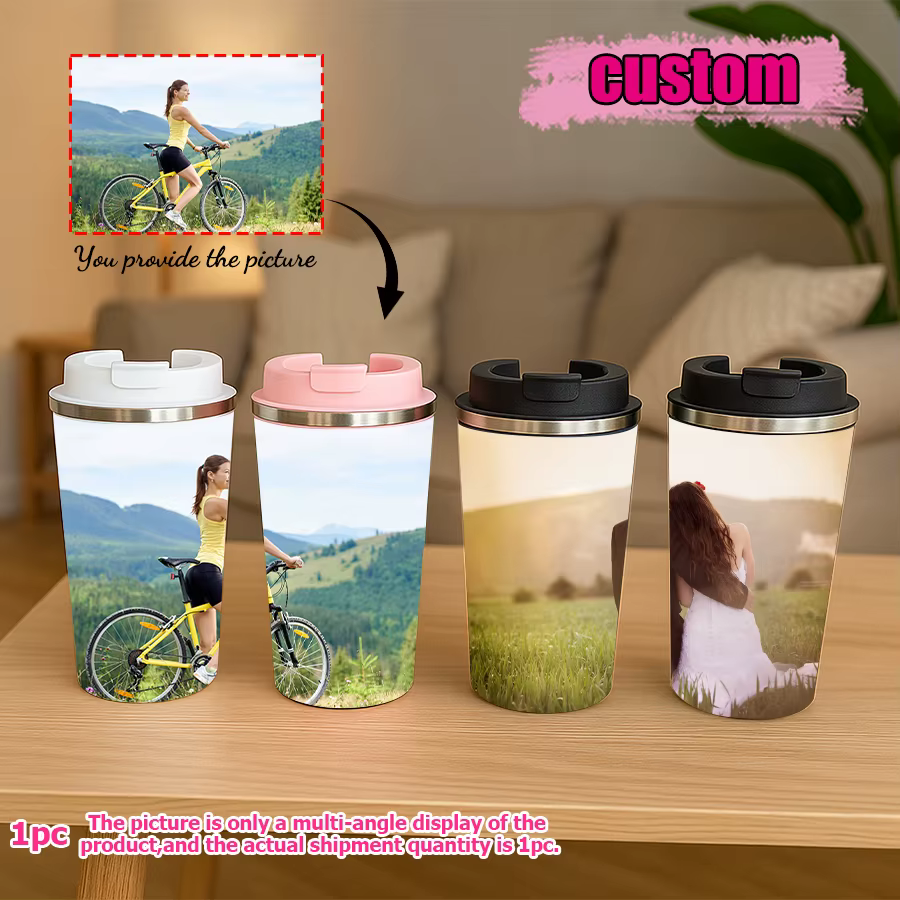 1 tasse à café isotherme en acier inoxydable personnalisée avec photo