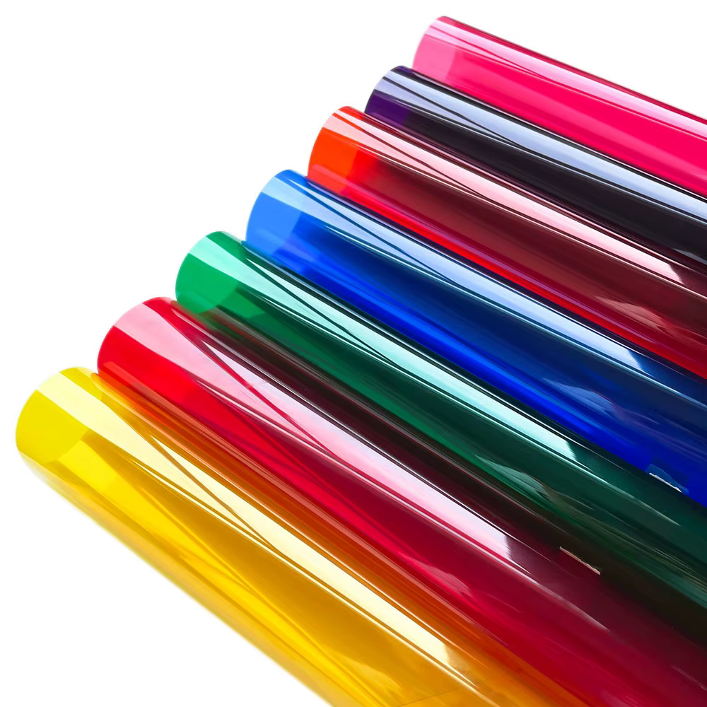 Lot de 7 films transparents colorés pour fenêtre, autocollants décoratifs pour verre, échantillon A4 (20cm*30CM)