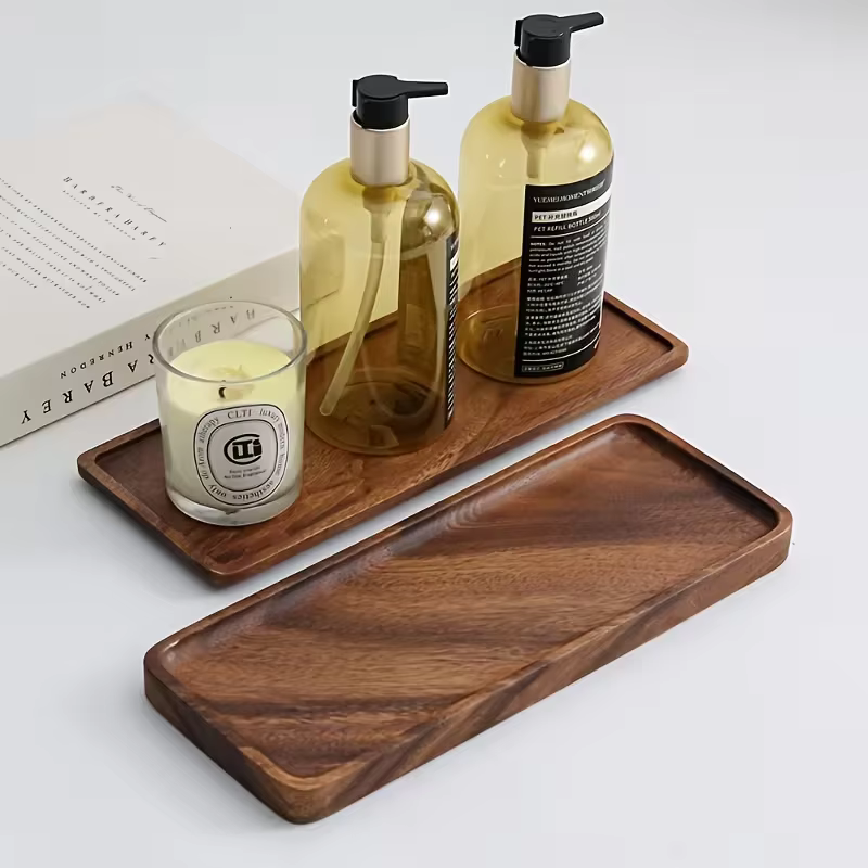 Plateau rectangulaire en bois naturel pour fruits