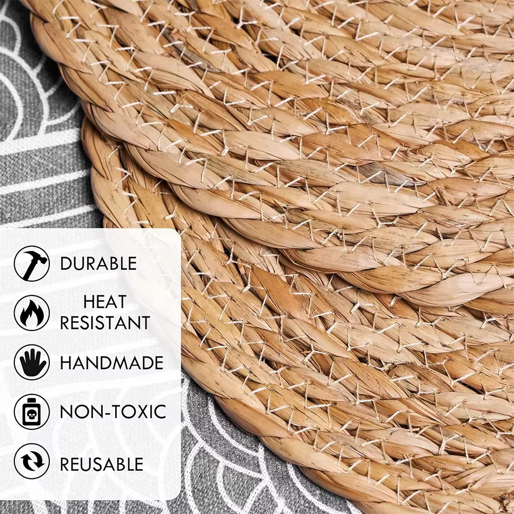 Napperon rond tissé Boho en rotin