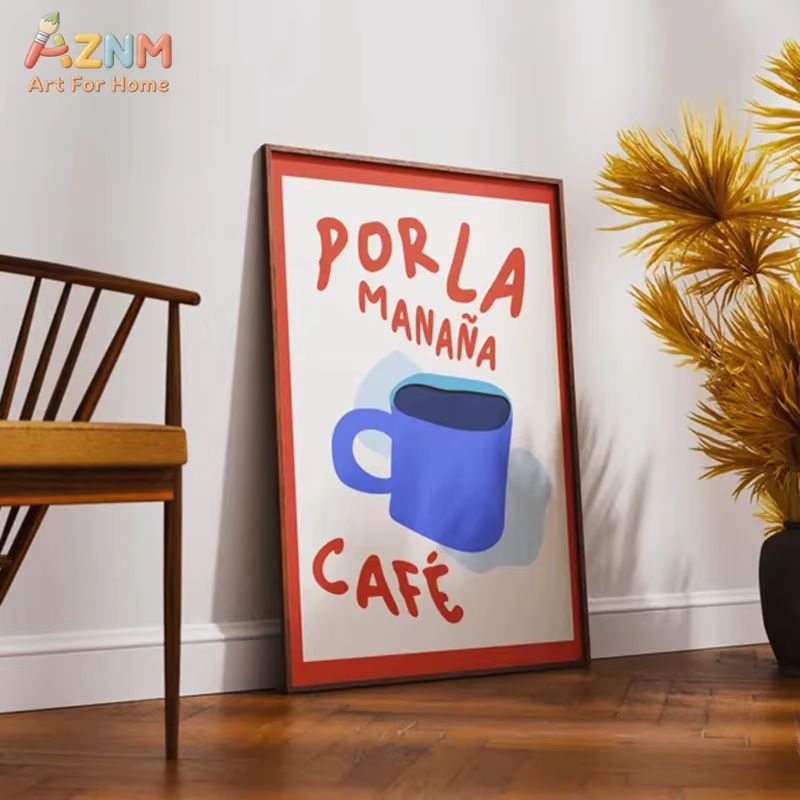 AZNM Por La Manana Cafe - Tableau mural sur toile avec tasse