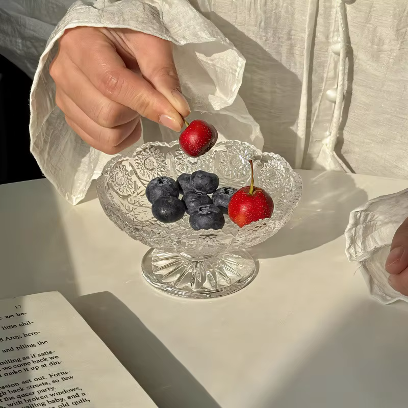 Plateau à fruits en verre en Relief