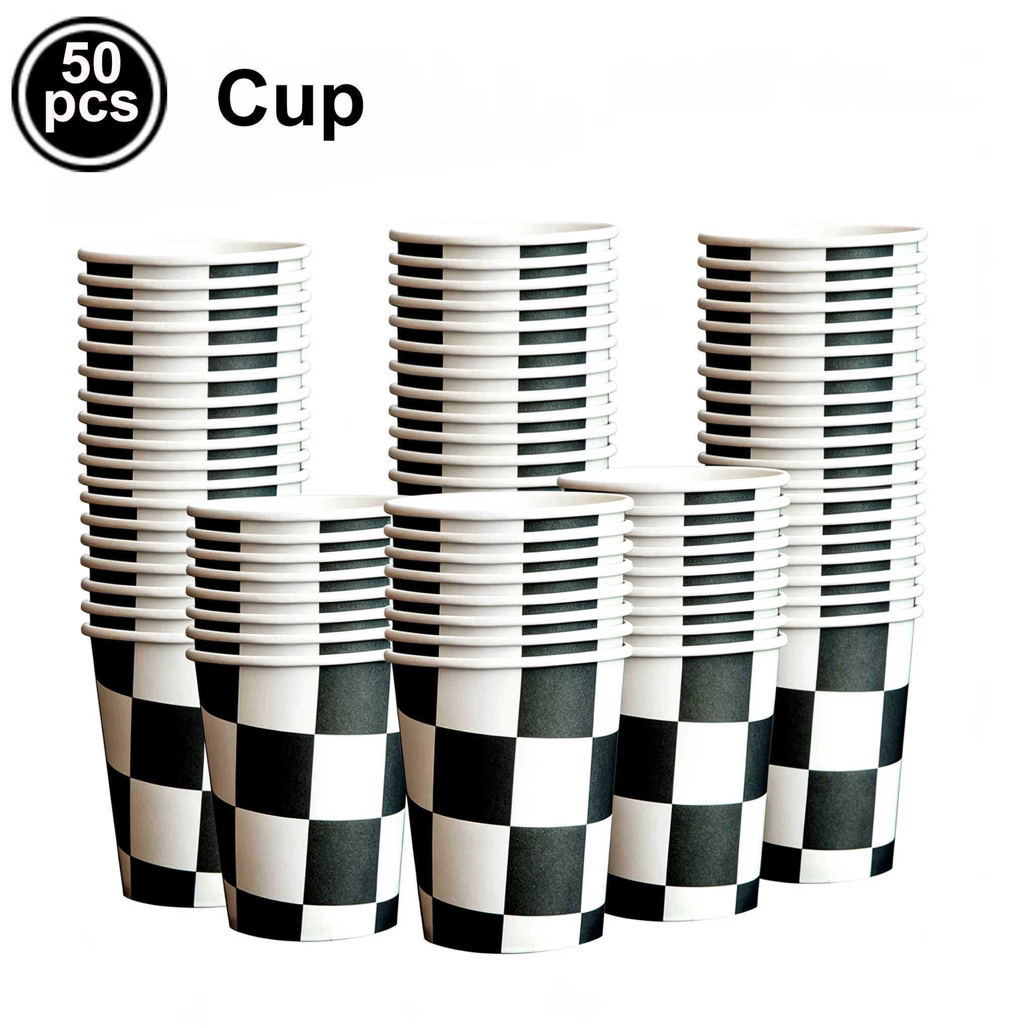 Vaisselle à carreaux noir et blanc pour la décoration de table sur le thème des sports de course, assiettes à dessert, serviettes pour voiture de course, anniversaire