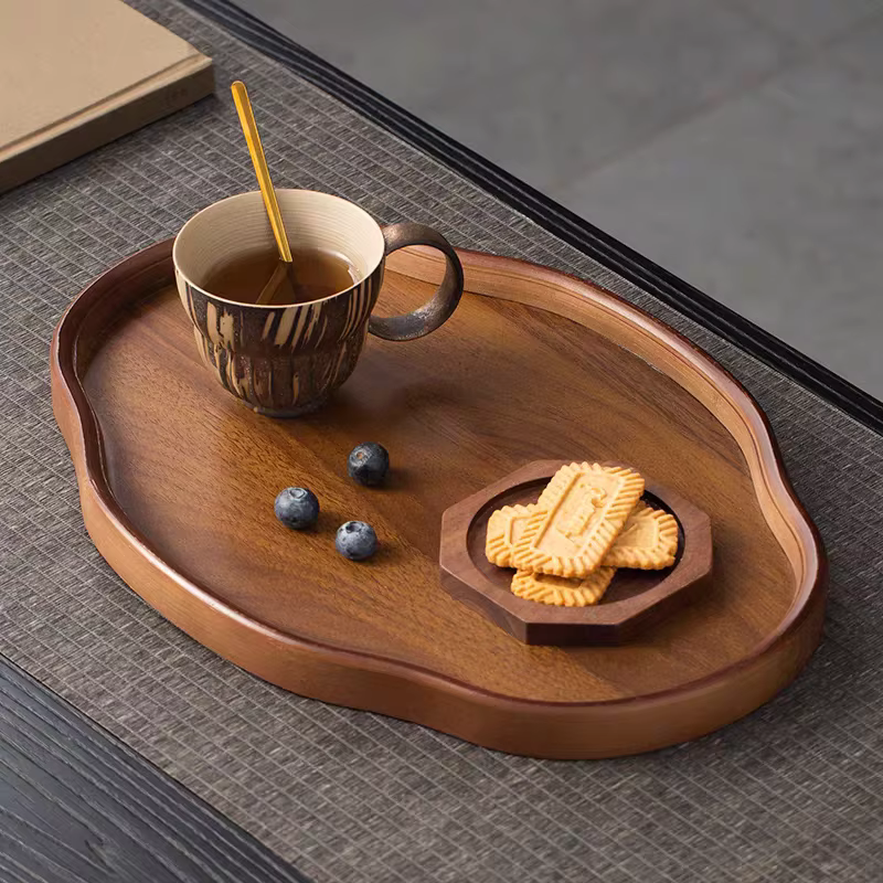 Plateau de service décoratif en bois pour Table basse et décoration de maison