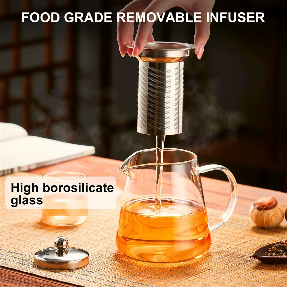 Théière en verre Borosilicate transparent résistant à la chaleur