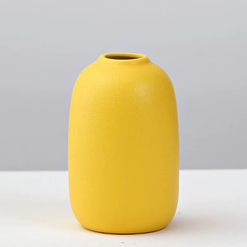 Vase à Fleurs en Porcelaine Jaune pour Décoration de Salon