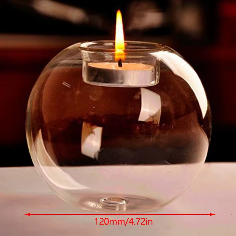 Bougeoirs ronds élégants en verre – Centre de table de style européen pour Noël