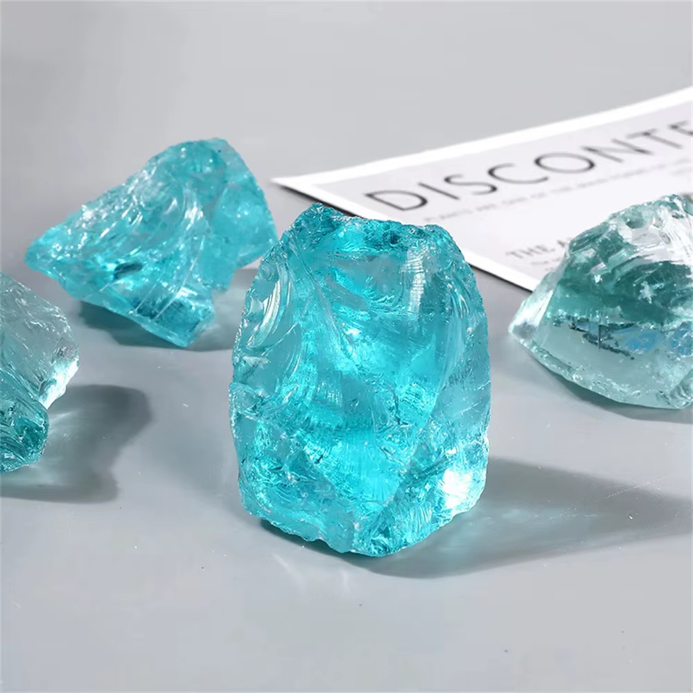Glaçure colorée en cristal bleu de mer clair naturel