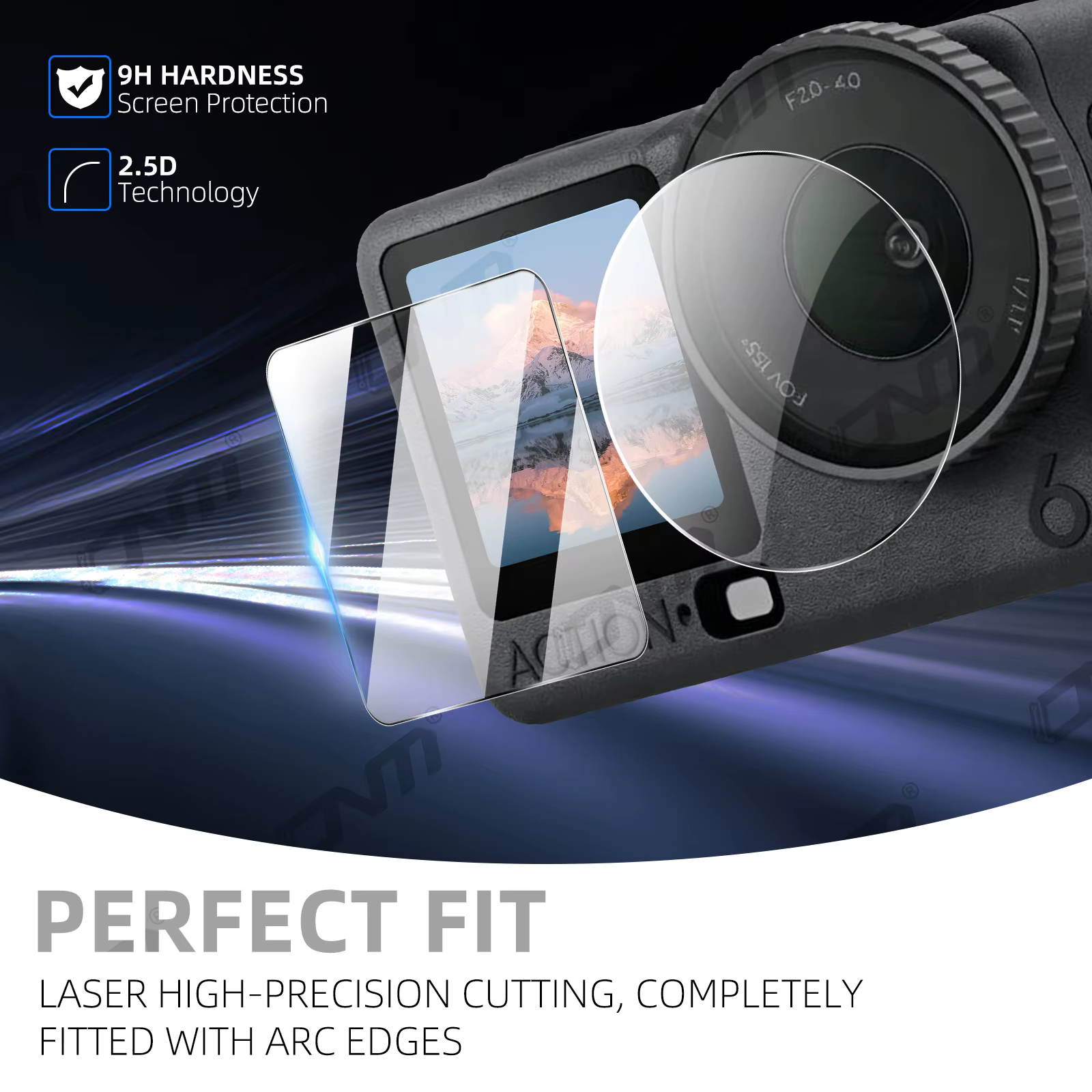 Protecteur d'écran en verre trempé pour DJI Action 6 - 9H, anti-rayures, anti-empreintes digitales, HD, transparent, sans bulles, installation facile