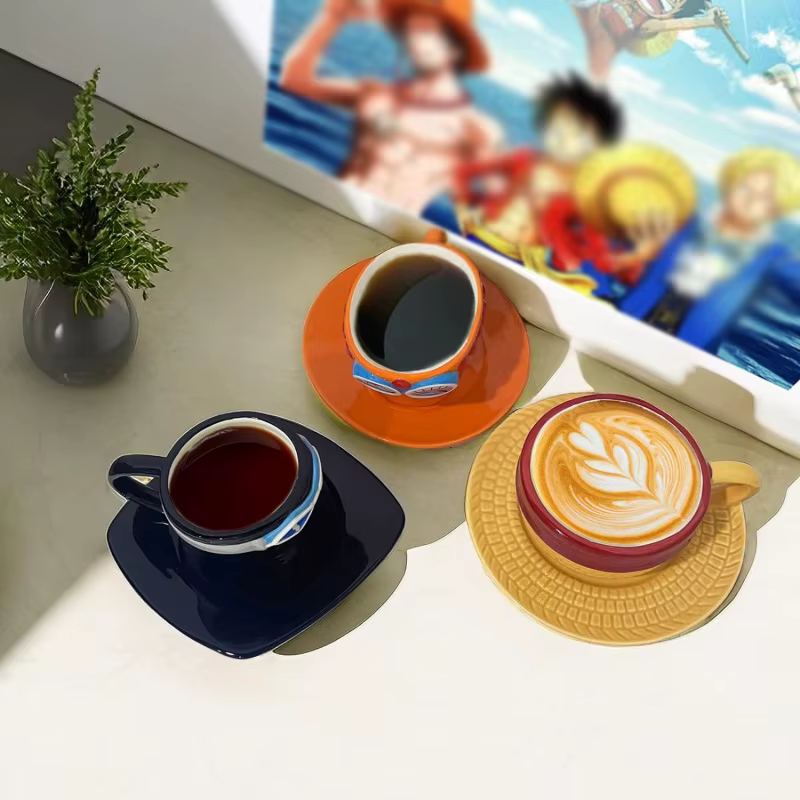 Ensemble de tasses et soucoupes en céramique de dessin animé créatif