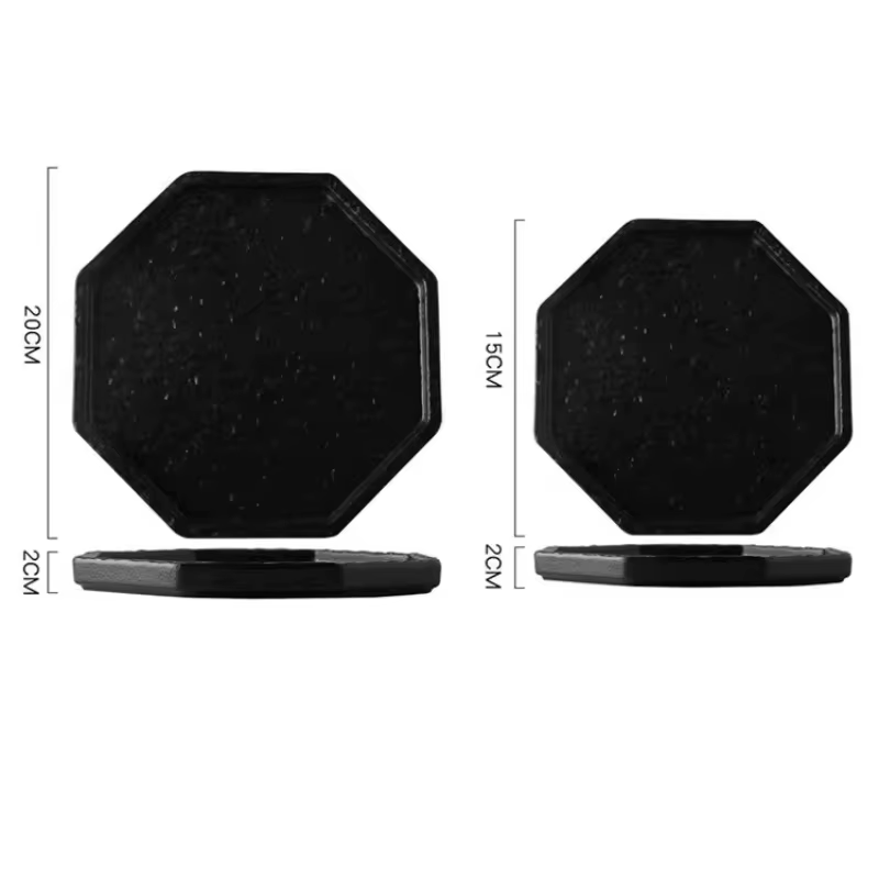 Assiette octogonale noire et blanche de luxe