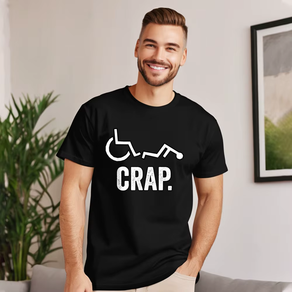 T-shirt d'automne drôle de fauteuil roulant mignon pour hommes, t-shirt de Noël, col rond, coton de qualité supérieure, t-shirts pour hommes, cadeau, 20229