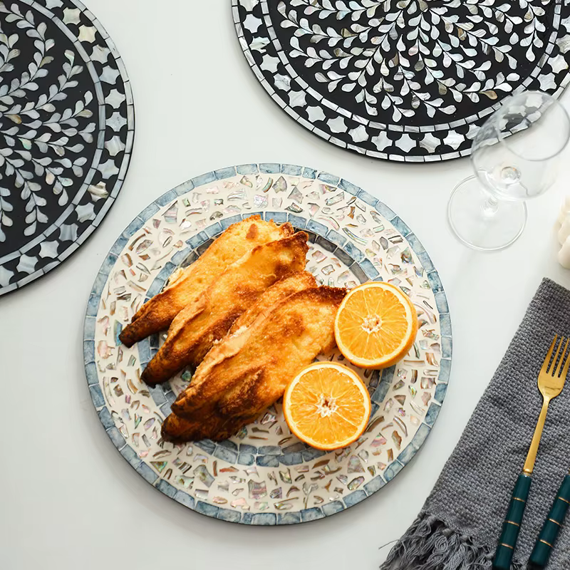 Assiette en céramique de coquille de perle d'océan