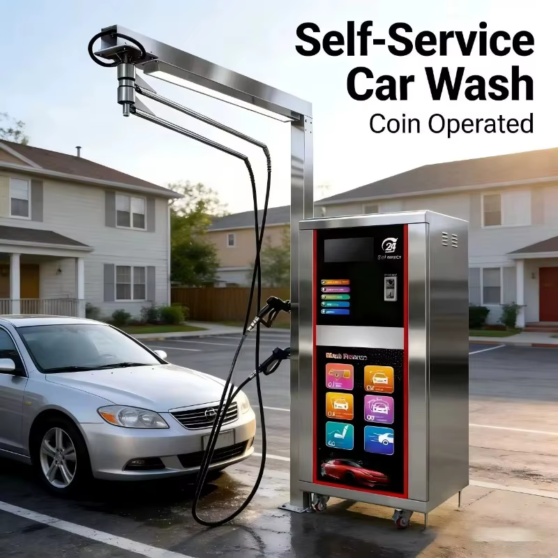 Station de lavage auto en libre-service, machine de nettoyage à vapeur industrielle pour voitures, machine de lavage auto extérieure rechargeable, personnalisable