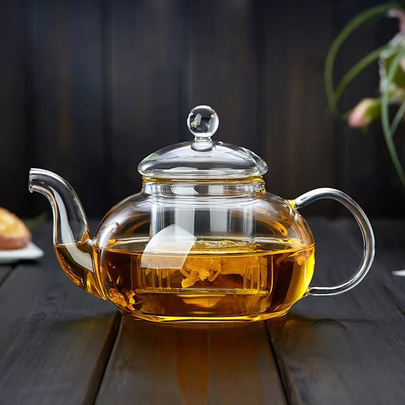Théière en verre épais filtrée et résistante à la chaleur