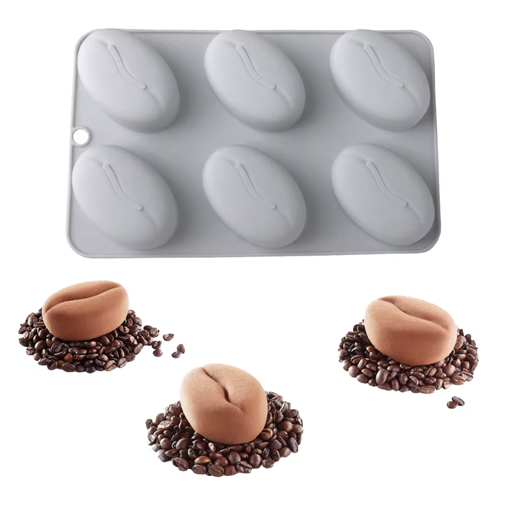 Moule en silicone à 6 cavités en forme de grains de café
