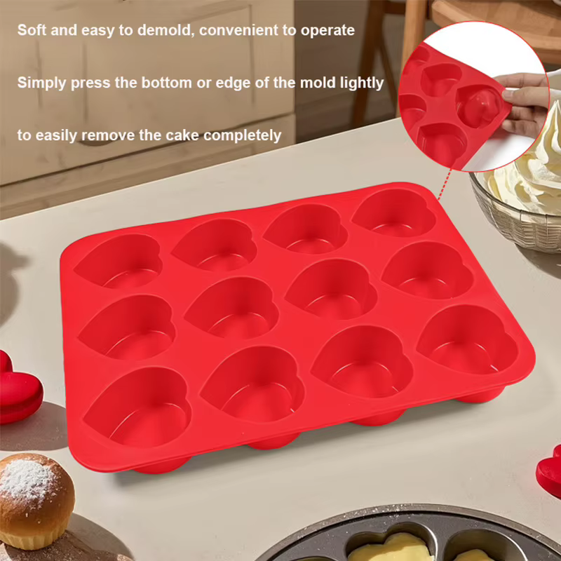 12 tasses moule en Silicone Muffin Cupcake plat de cuisson antiadhésif lave-vaisselle micro-ondes sûr