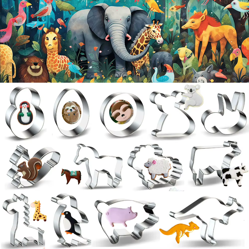 1 pièces pâtisserie forêt Animal paresseux kangourou girafe cochon emporte-pièces en acier inoxydable moule à biscuits Fondant gâteau décor outils