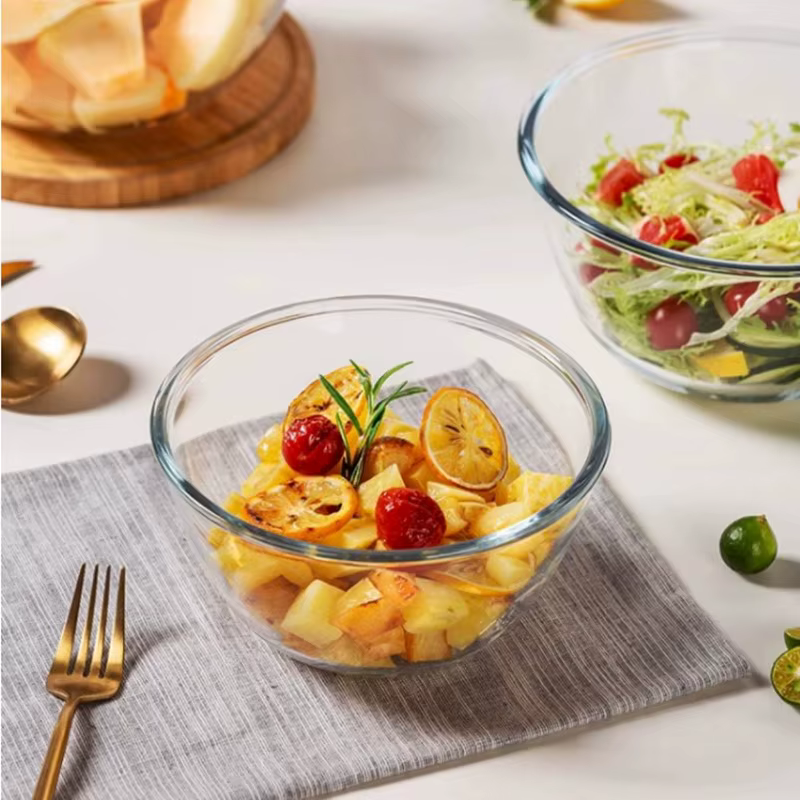 Bol à salade en verre transparent résistant à la chaleur