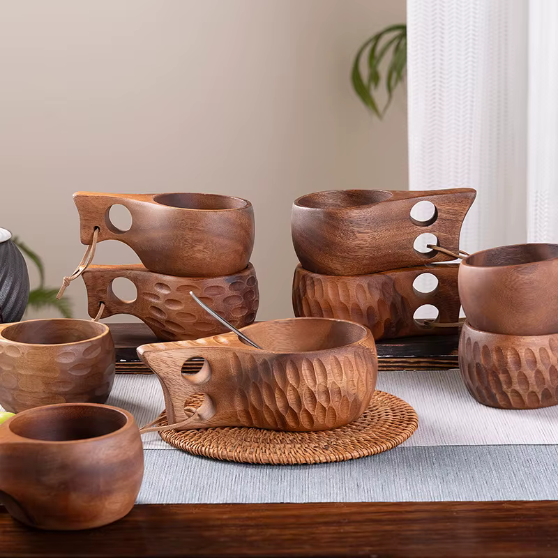 (1 pièces) petite tasse à lait créative en bois 6/8oz 180-240ml