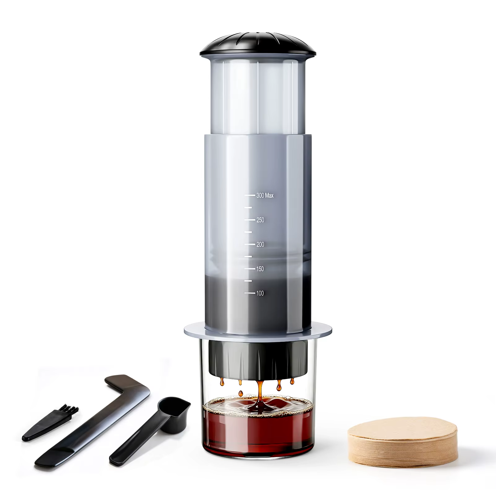 Nouvelle machine à café expresso portable de 300 ml, cafetière à piston française avec kit de filtres en papier, ensemble de bar pour AeroPress